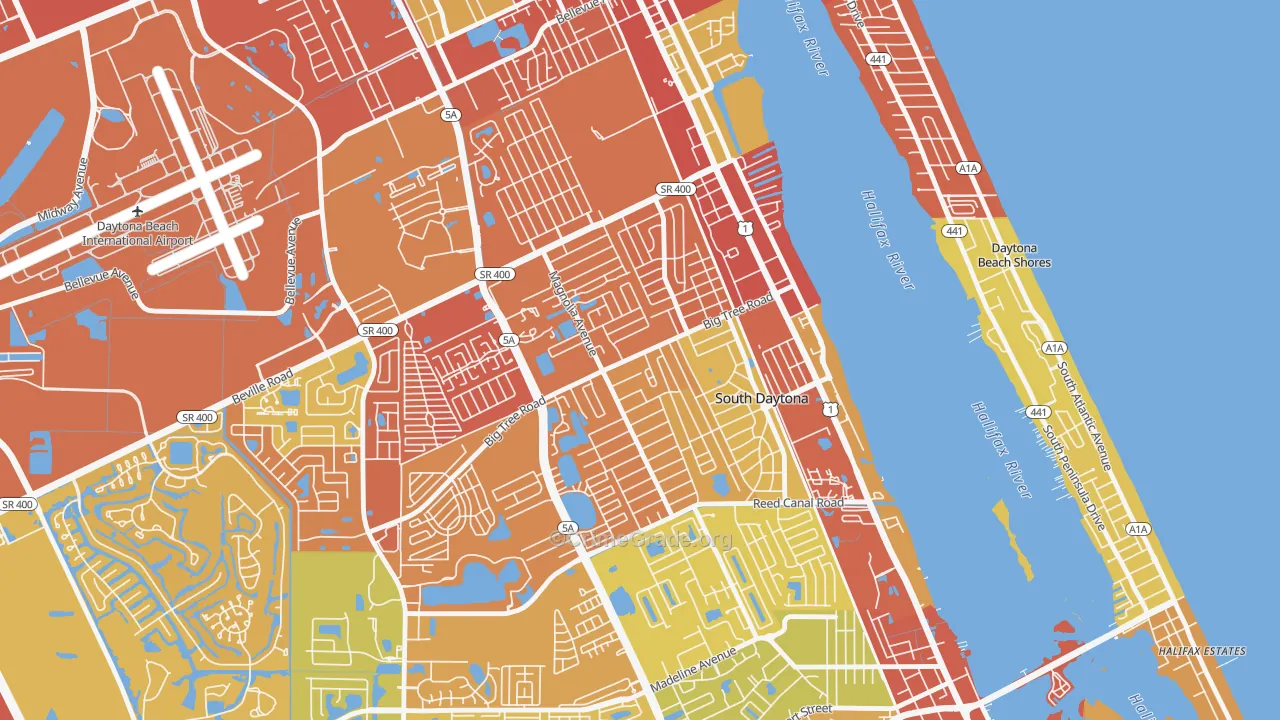 Town of Blake, South Daytona, FL Map of Burglary Rates