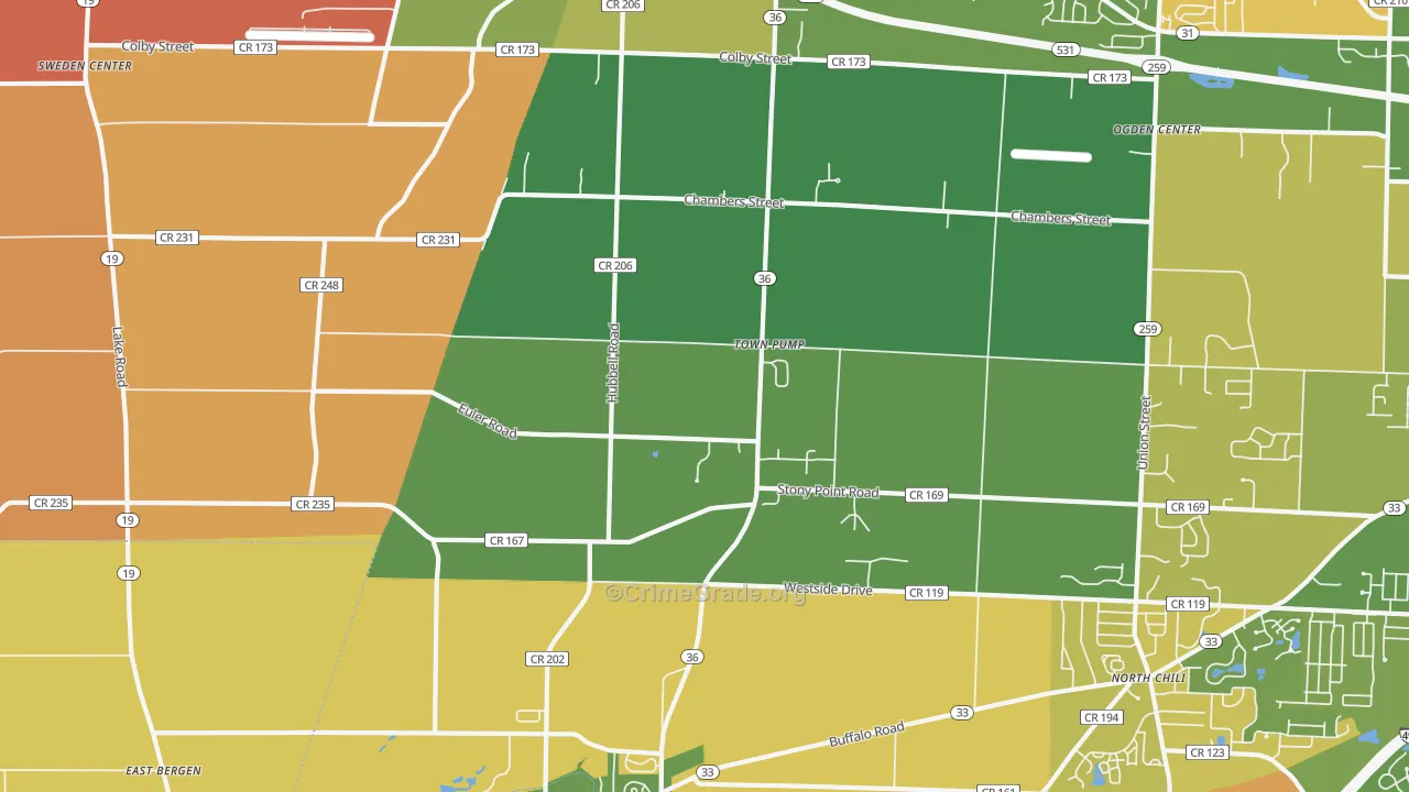 Town Pump, NY Map of Burglary Rates