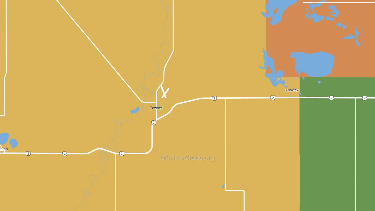 Towner, ND Map of Burglary Rates