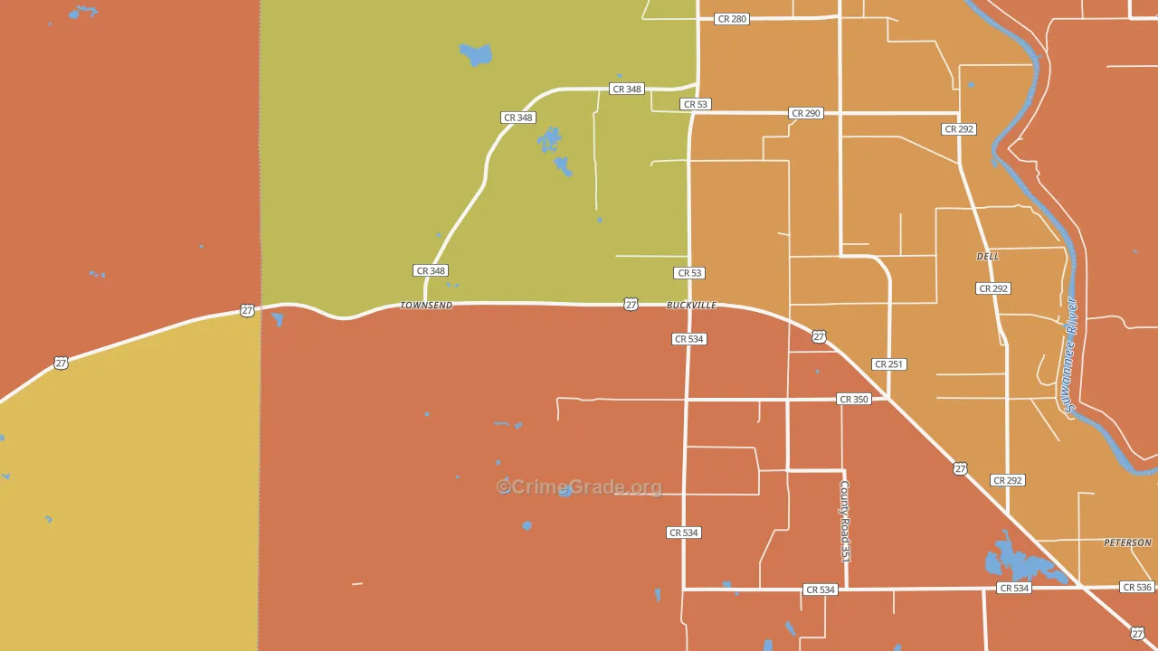 Townsend, FL Map of Burglary Rates
