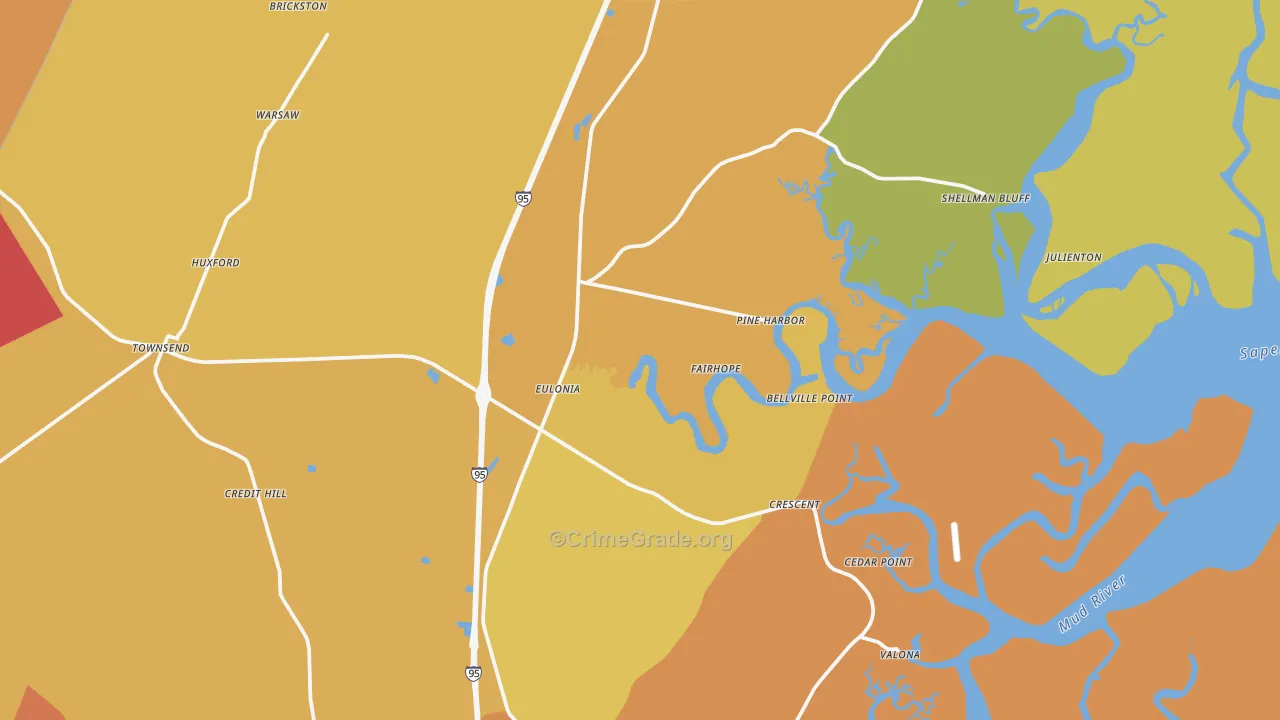 Townsend, GA Map of Burglary Rates