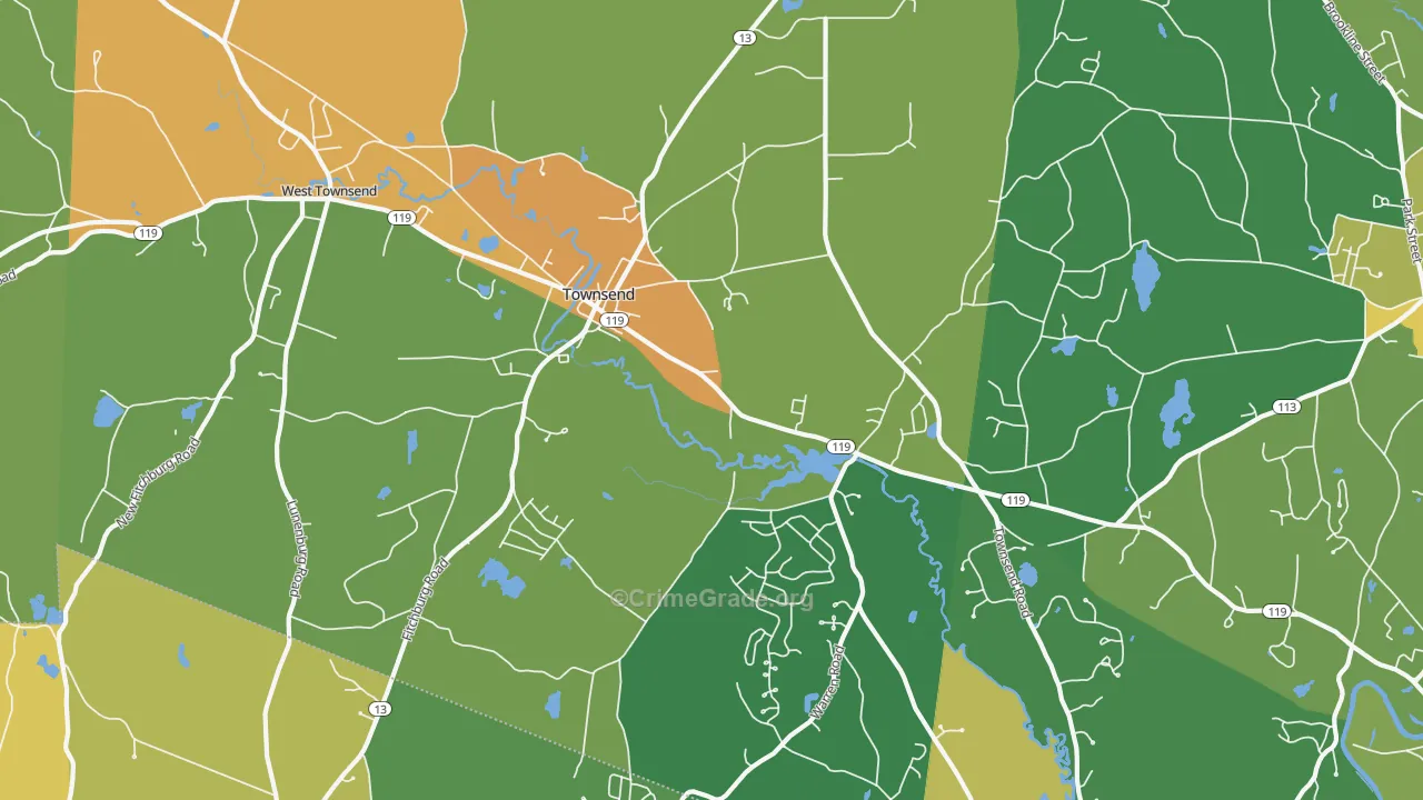 Townsend, MA Map of Burglary Rates