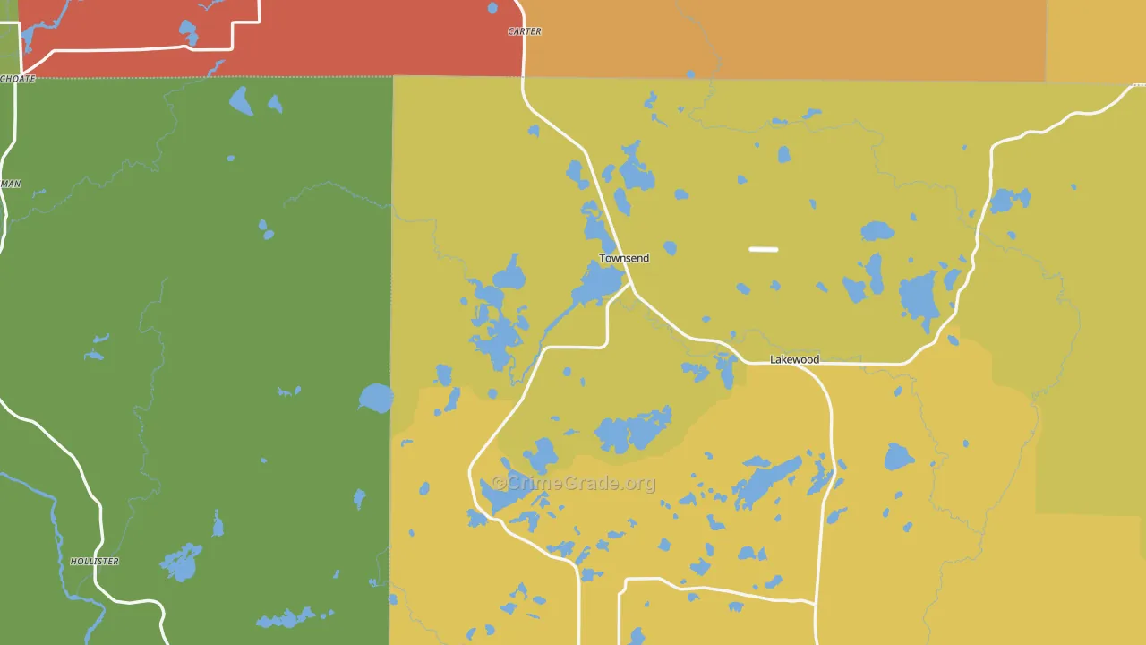 Townsend, WI Map of Burglary Rates