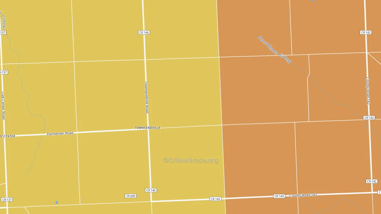 Townsendville, NY Map of Burglary Rates