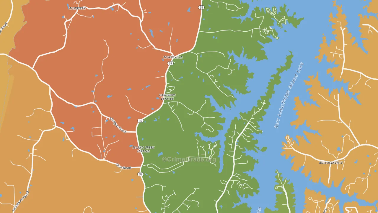 Townsville, NC Map of Burglary Rates