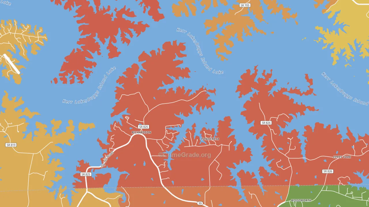 Townsville, VA Map of Burglary Rates
