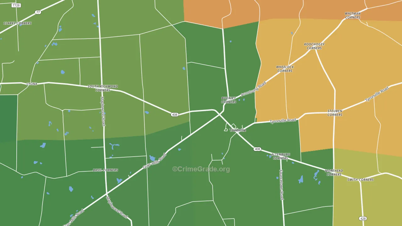 Townville, PA Map of Burglary Rates
