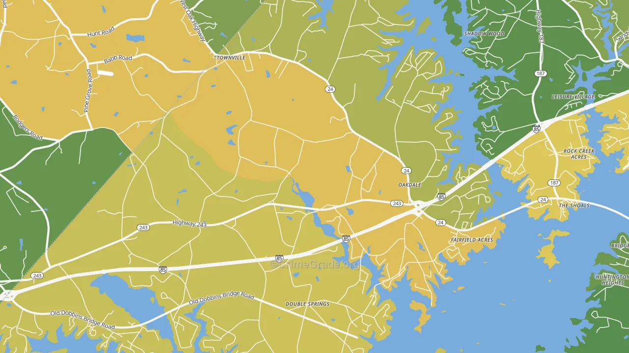 Townville, SC Map of Burglary Rates