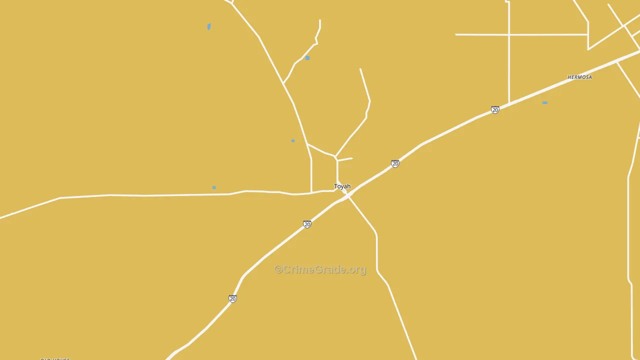 Toyah, TX Map of Burglary Rates
