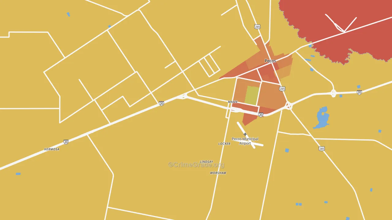 Toyahvale, TX Map of Burglary Rates