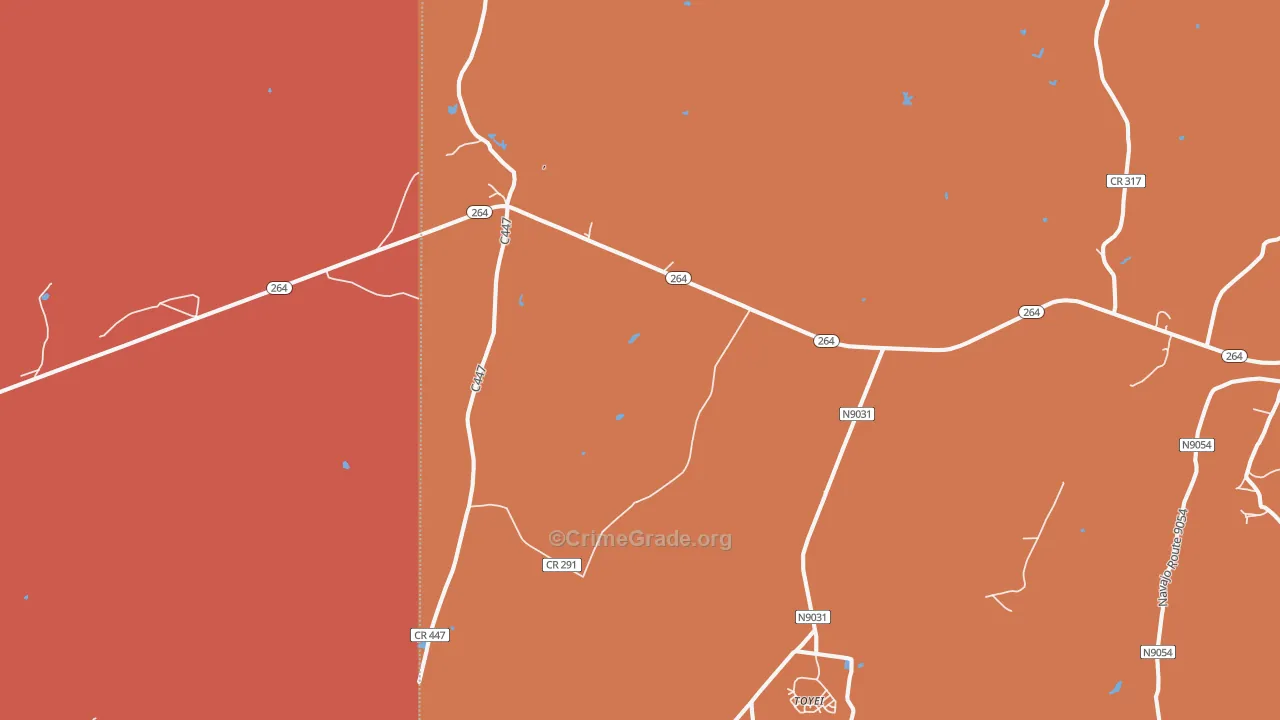 Toyei, AZ Map of Burglary Rates