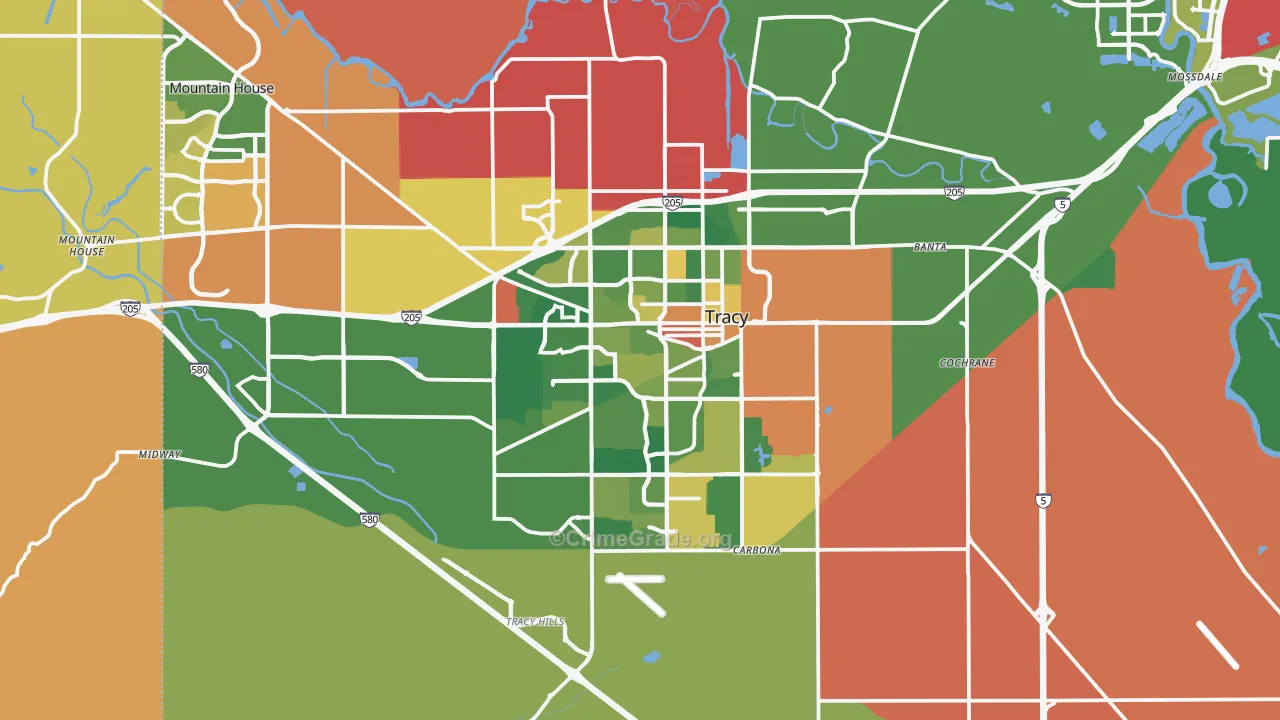 Tracy, CA Map of Burglary Rates