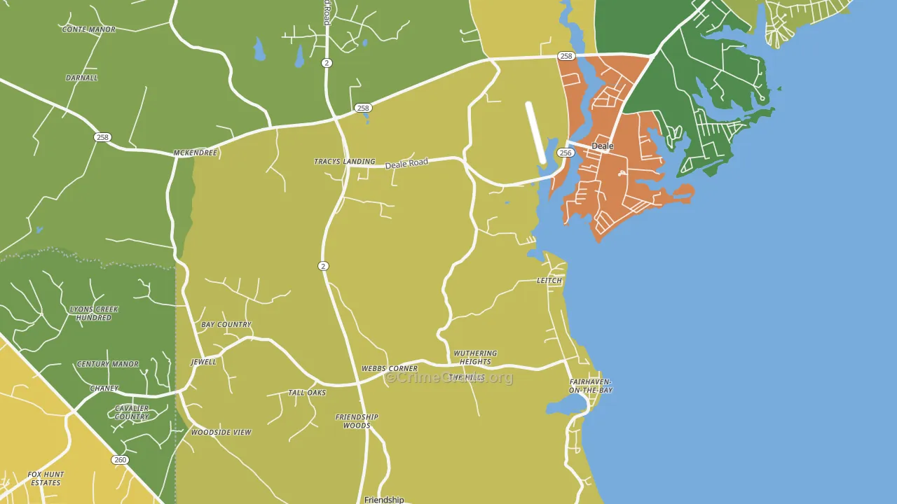 Tracys Landing, MD Map of Burglary Rates