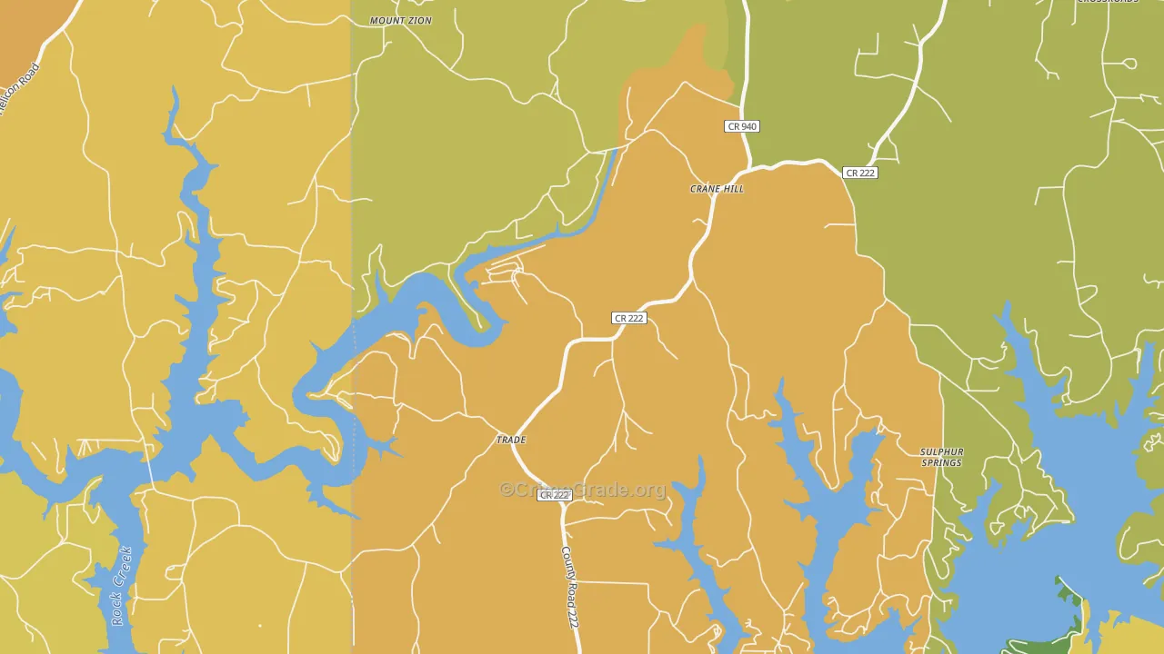 Trade, AL Map of Burglary Rates