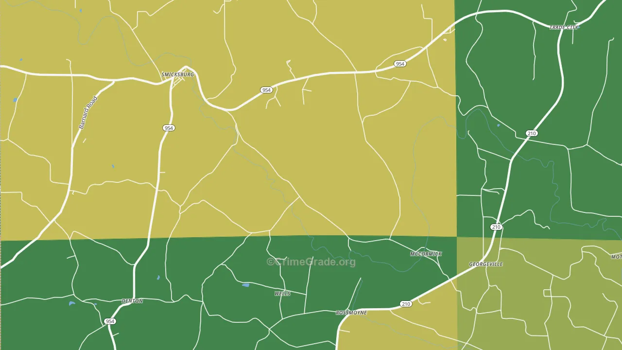 Trade City, PA Map of Burglary Rates