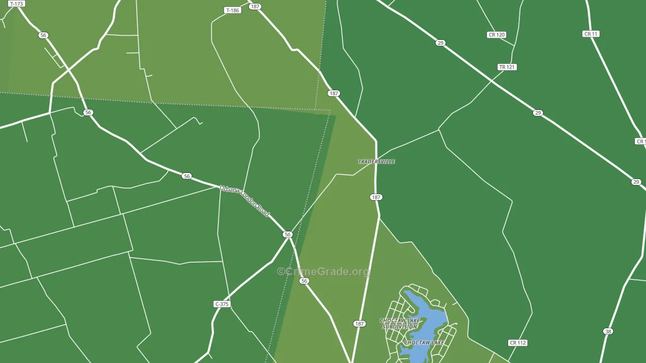 Tradersville, OH Map of Burglary Rates