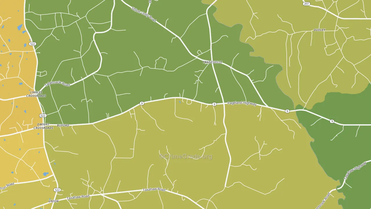 Tradesville, SC Map of Burglary Rates