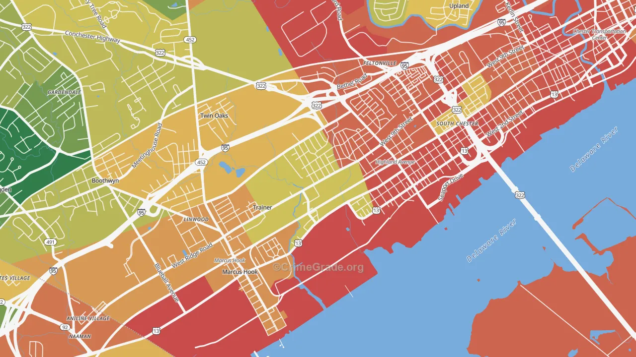 Trainer, PA Map of Burglary Rates