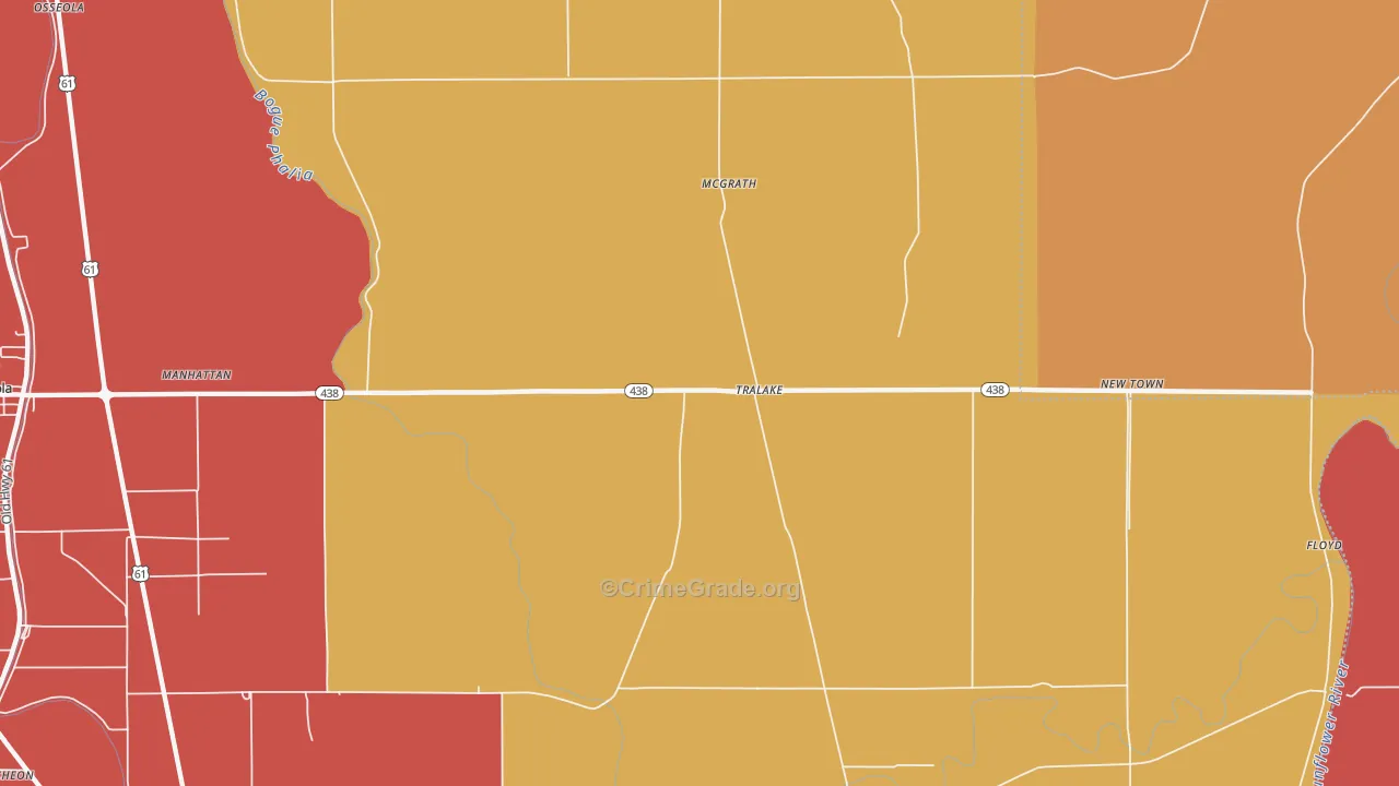 Tralake, MS Map of Burglary Rates