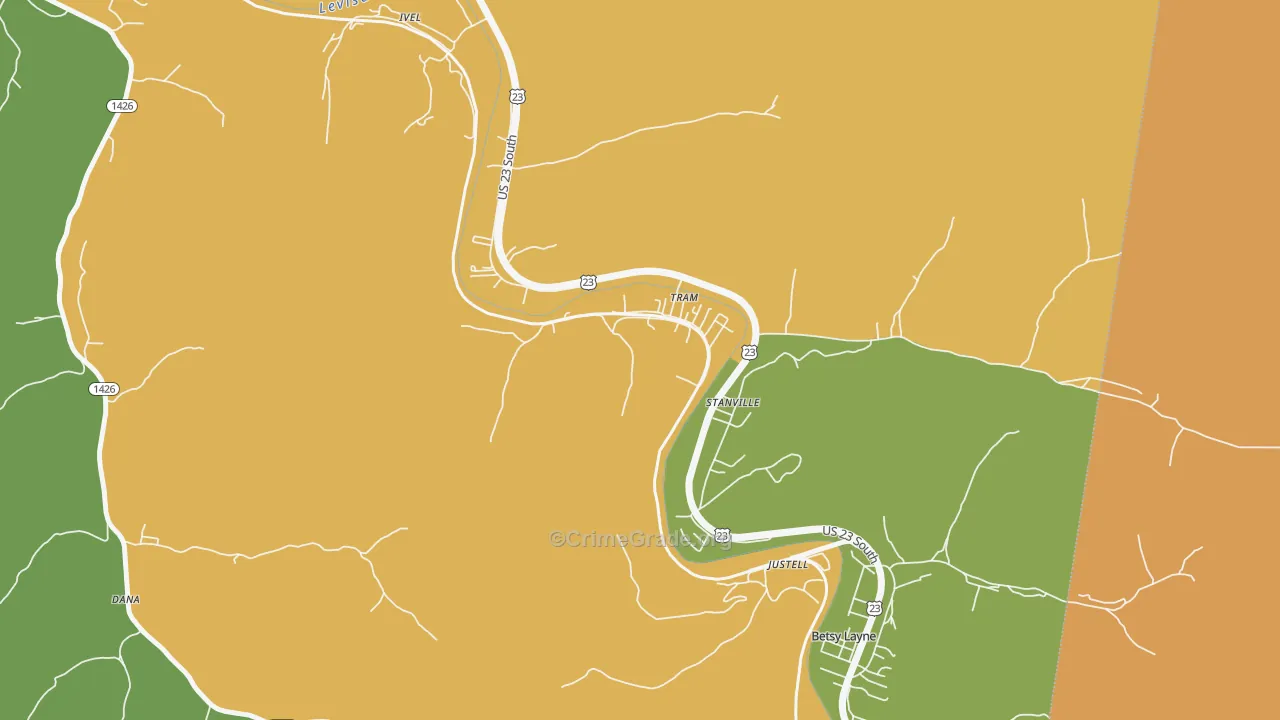 Tram, KY Map of Burglary Rates
