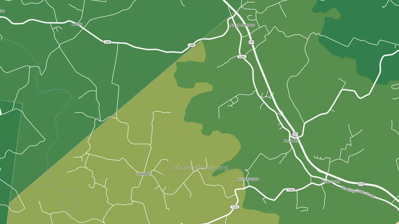Trammel, KY Map of Burglary Rates