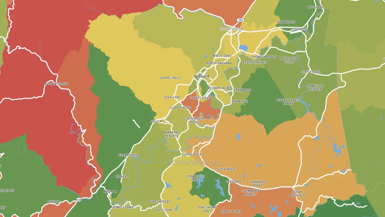 Transylvania County, NC Map of Burglary Rates
