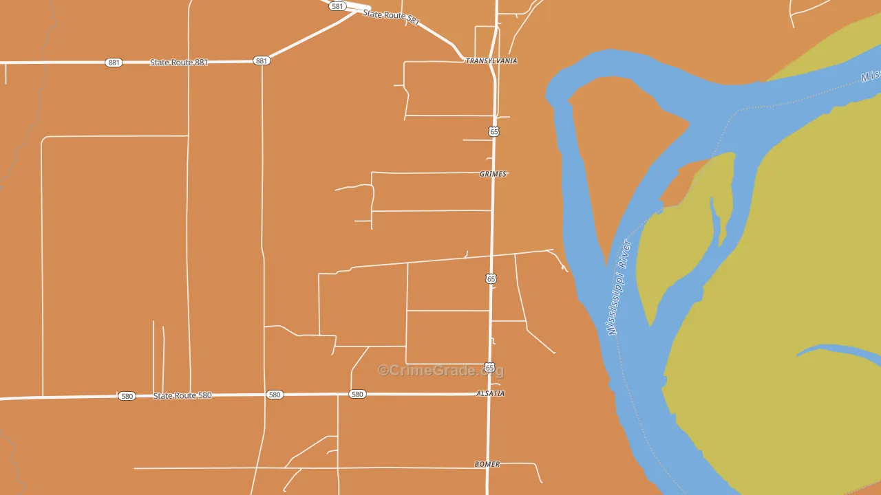 Transylvania, LA Map of Burglary Rates