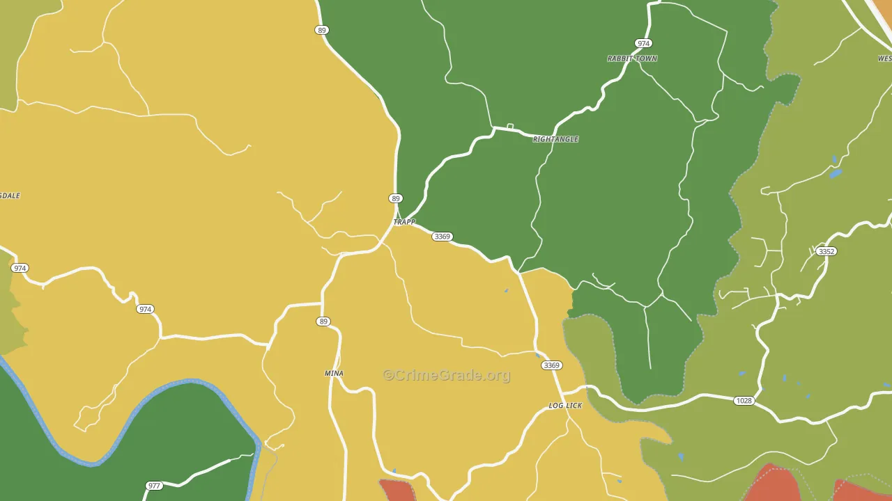 Trapp, KY Map of Burglary Rates