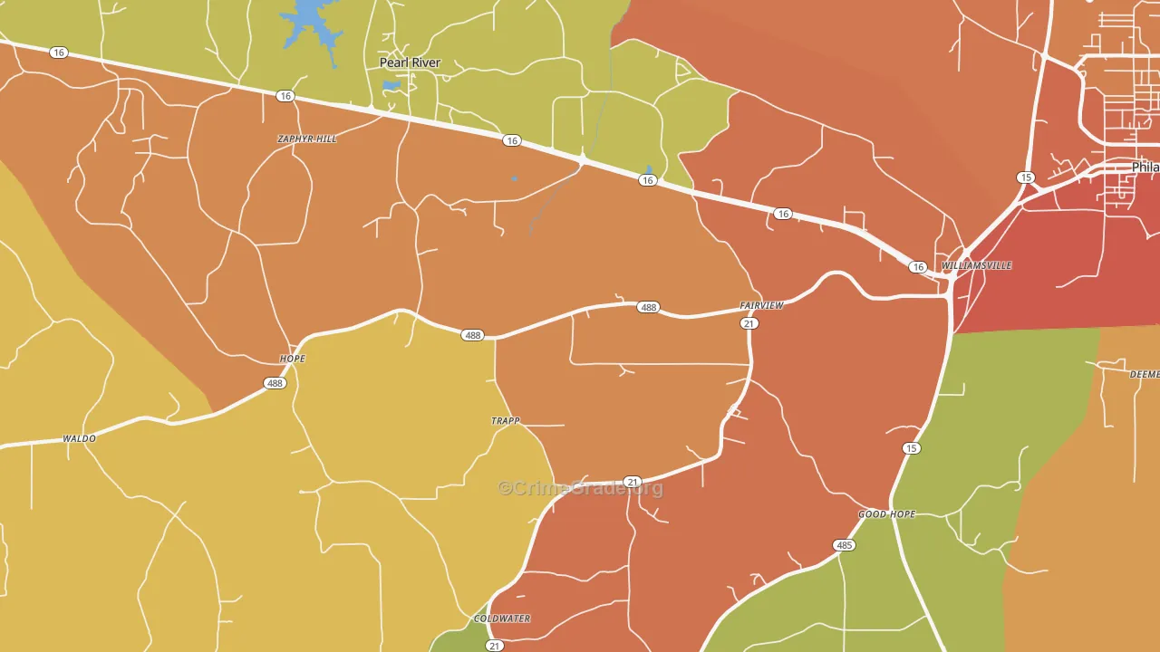Trapp, MS Map of Burglary Rates