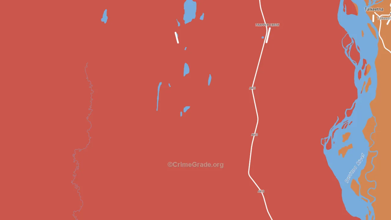 Trapper Creek, AK Map of Burglary Rates