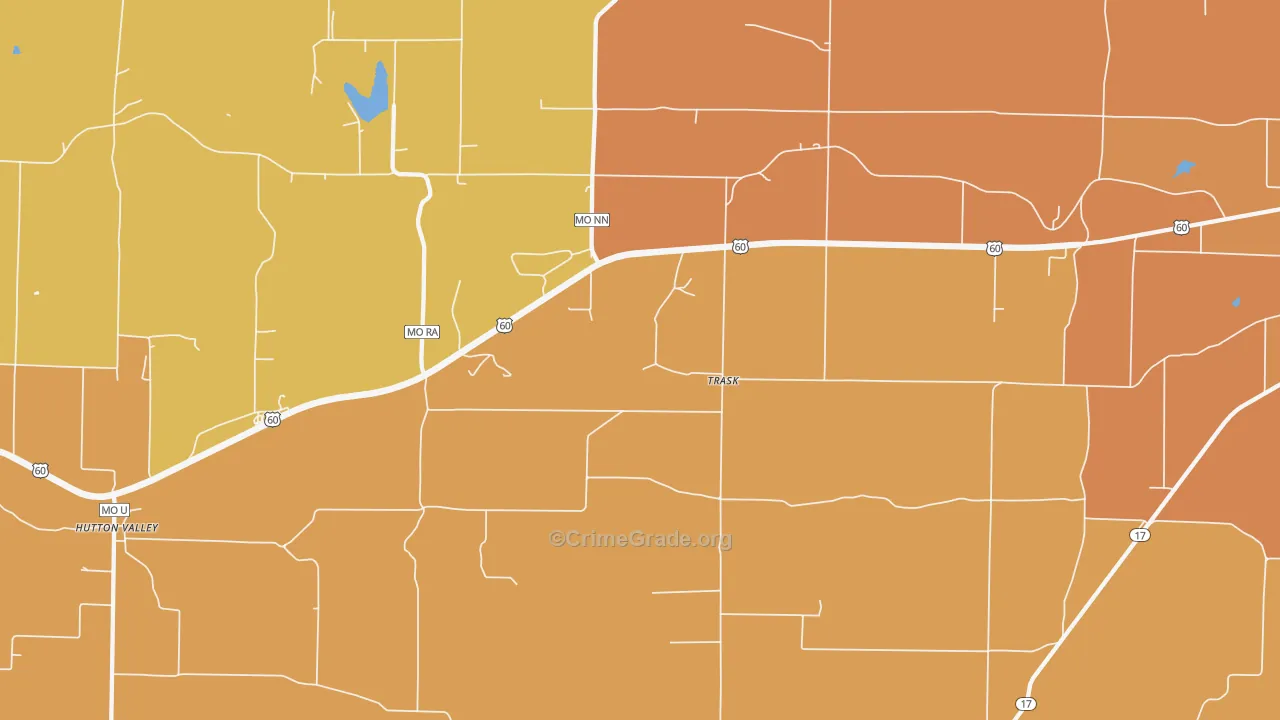 Trask, MO Map of Burglary Rates