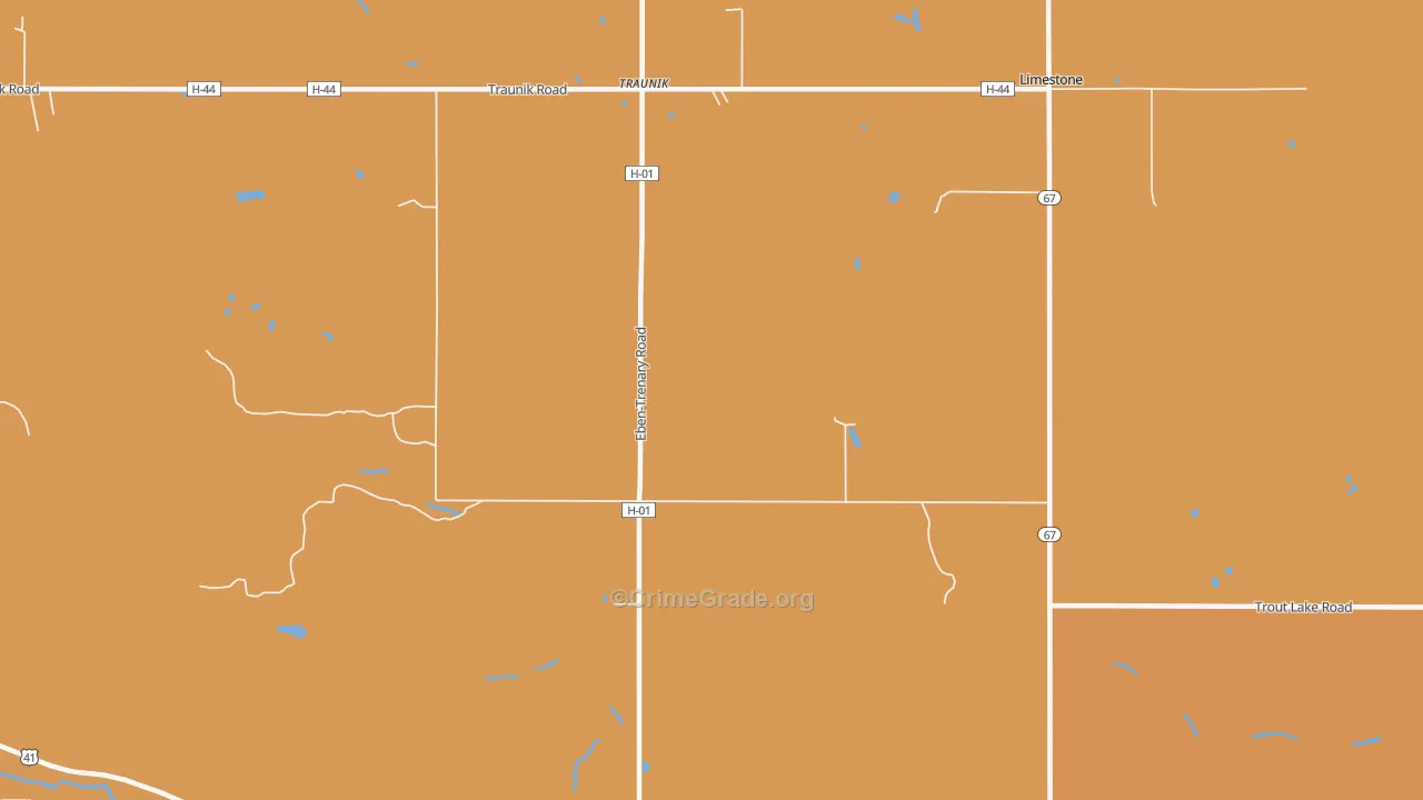 Traunik, MI Map of Burglary Rates