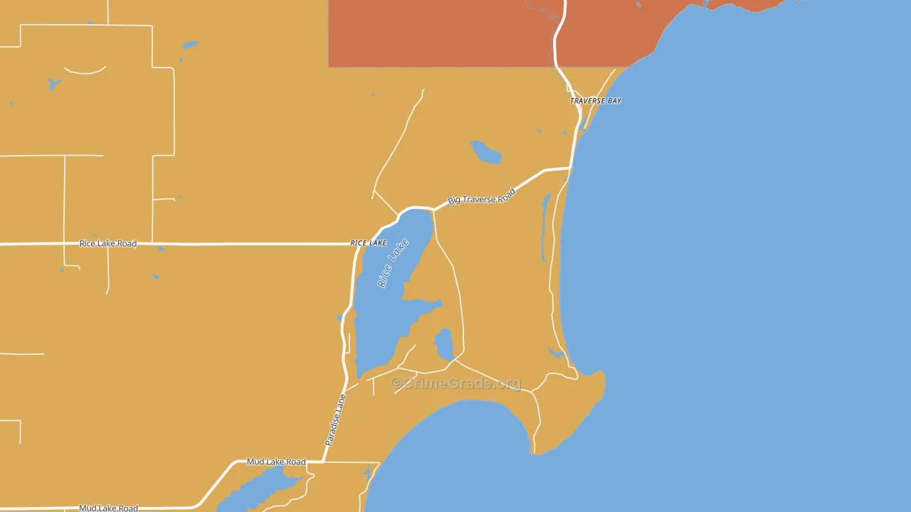 Traverse Bay, MI Map of Burglary Rates