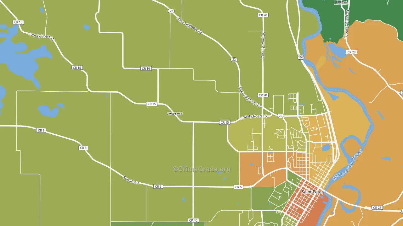 Traverse, MN Map of Burglary Rates