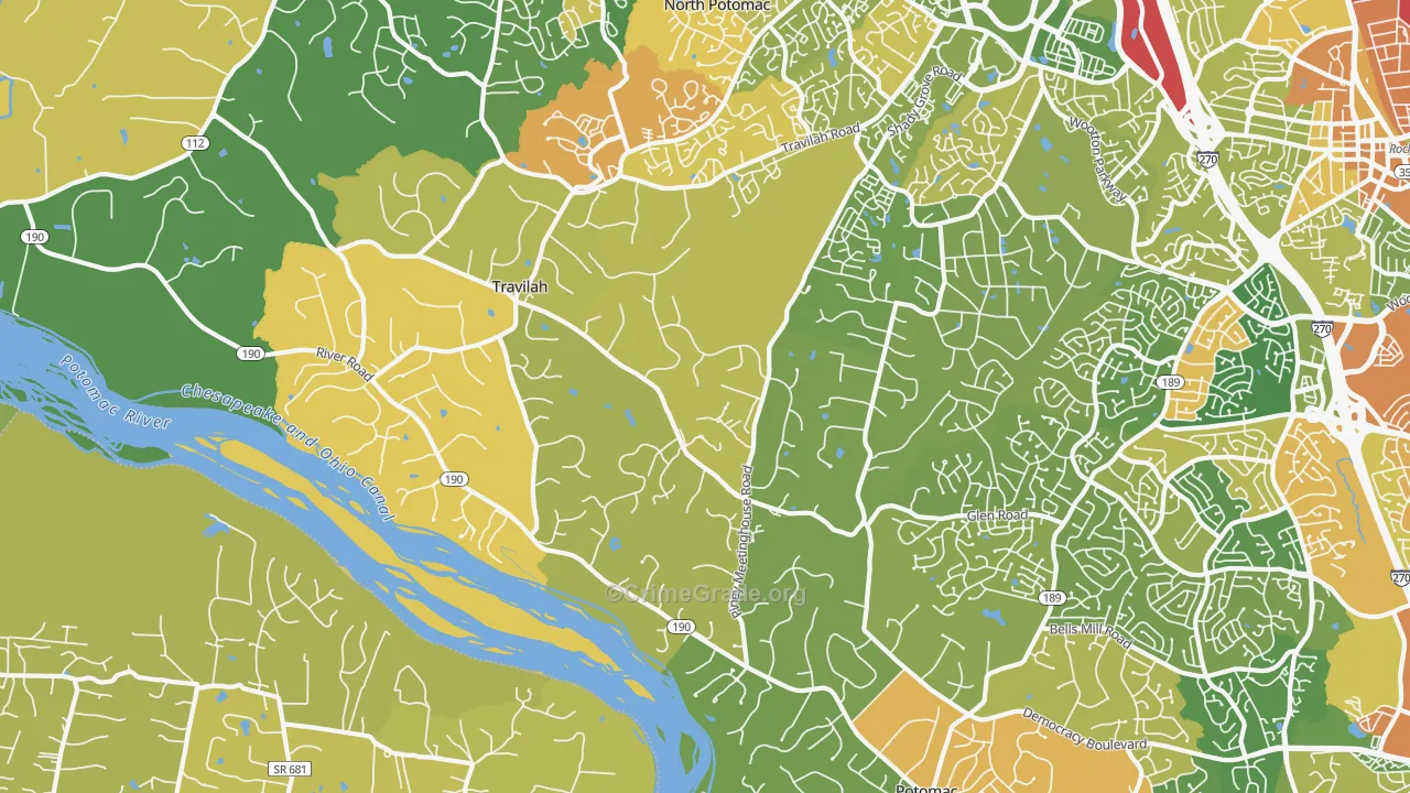 Travilah, MD Map of Burglary Rates