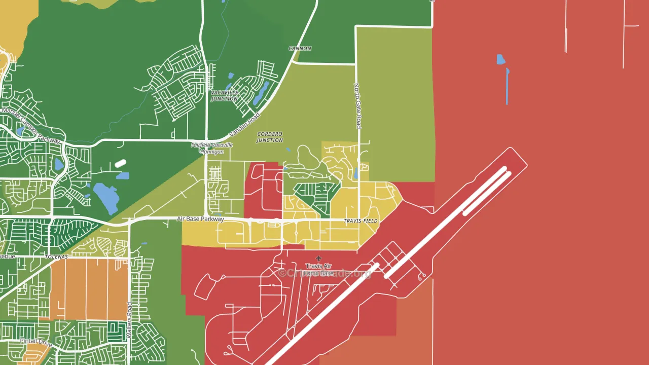Travis Afb, CA Map of Burglary Rates