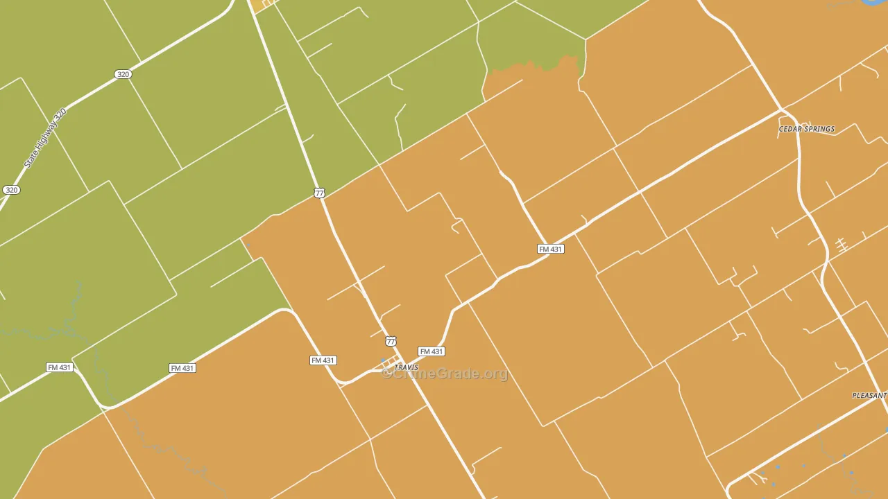 Travis, TX Map of Burglary Rates