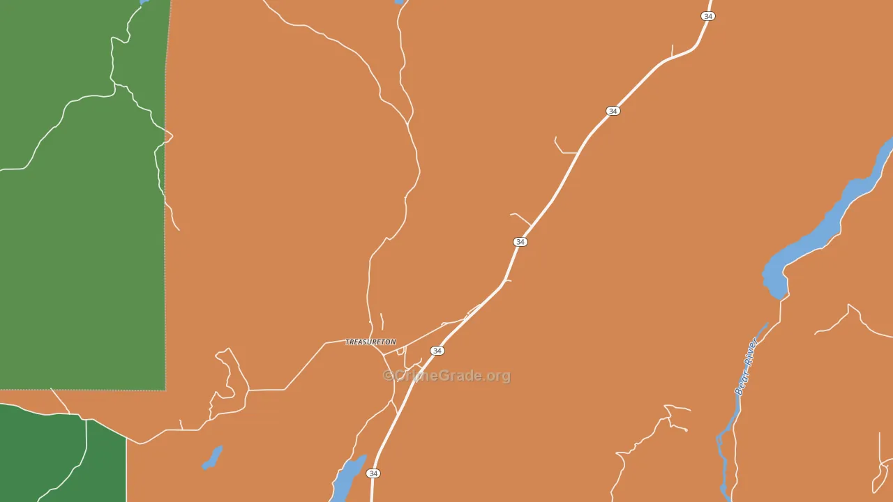 Treasureton, ID Map of Burglary Rates