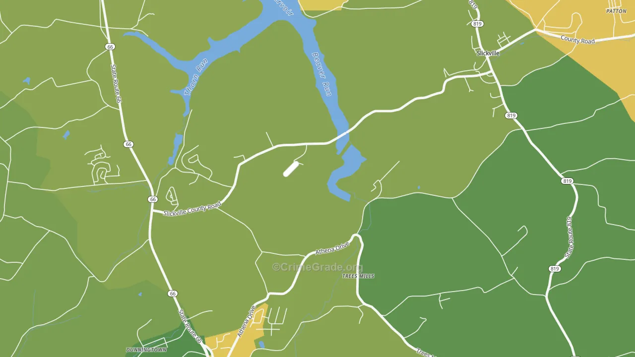 Trees Mills, PA Map of Burglary Rates