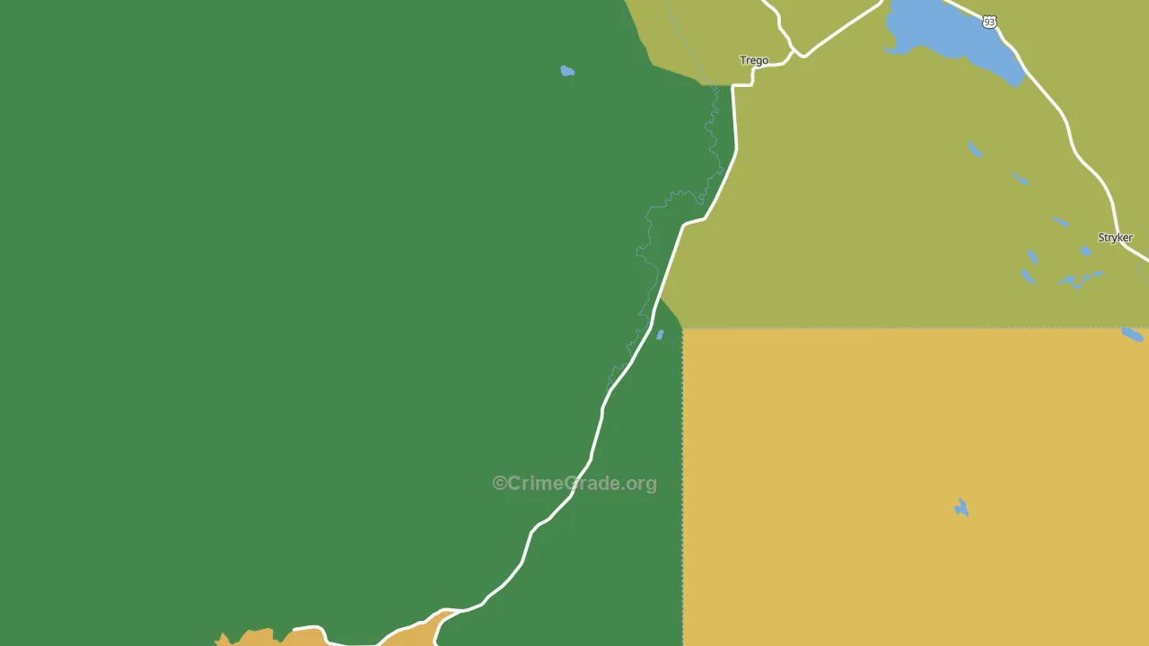 Trego, MT Map of Burglary Rates