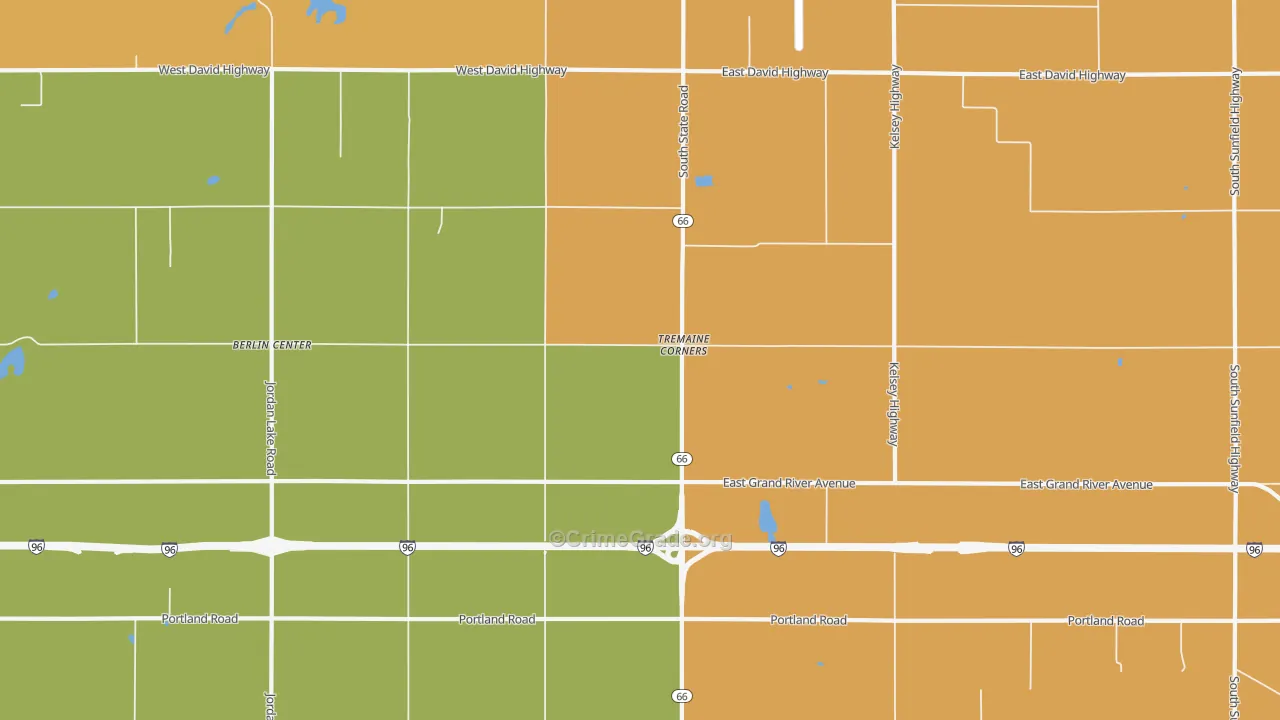 Tremaine Corners, MI Map of Burglary Rates