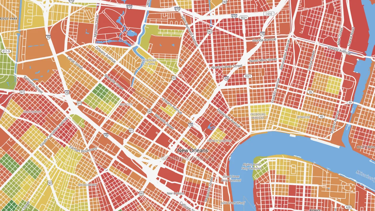Treme' Lafitte, New Orleans, LA Map of Burglary Rates