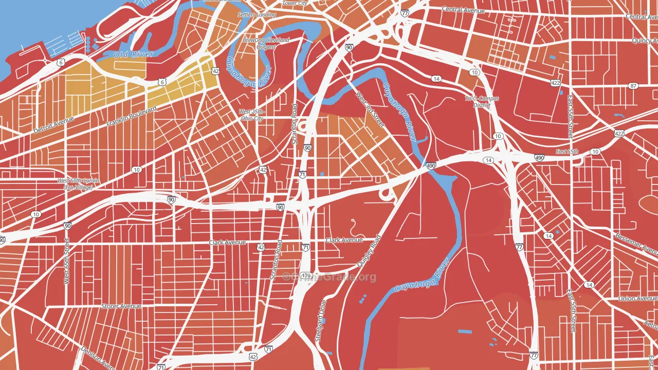 Tremont, Cleveland, OH Map of Burglary Rates