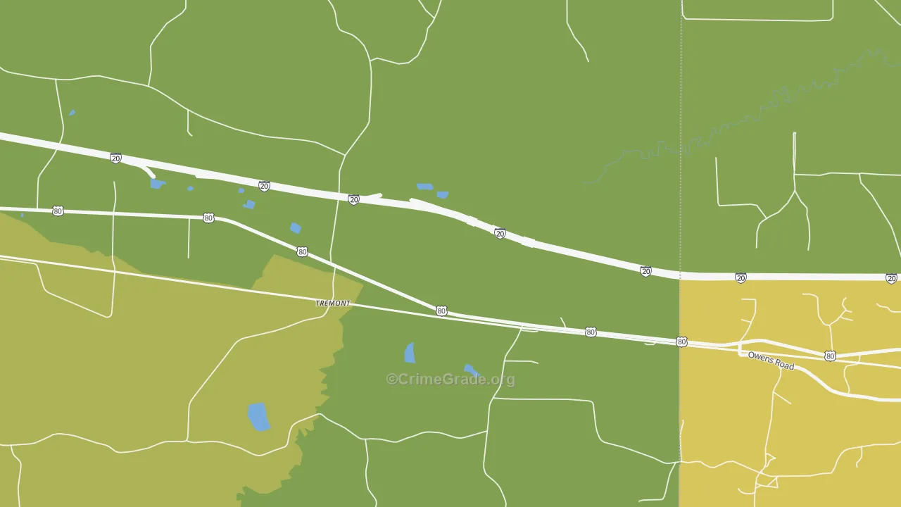Tremont, LA Map of Burglary Rates