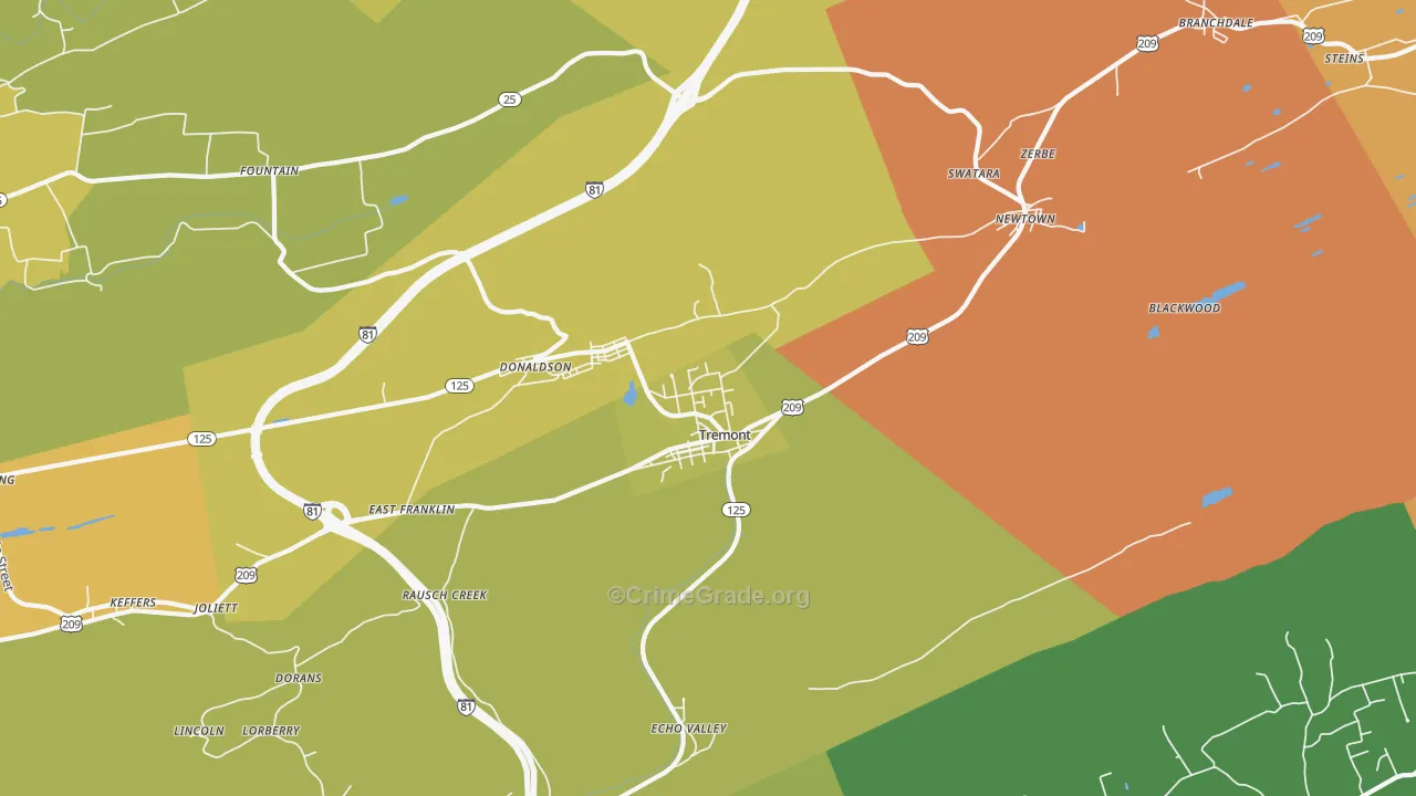 Tremont, PA Map of Burglary Rates