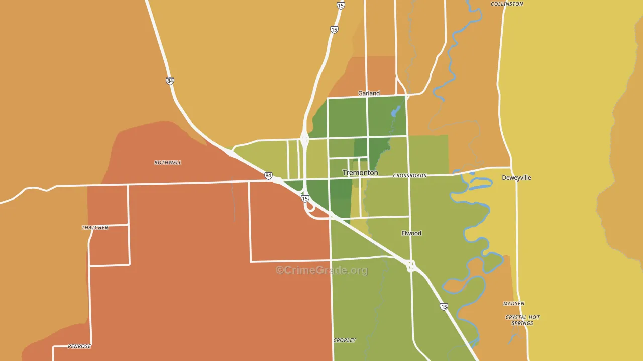 Tremonton, UT Map of Burglary Rates