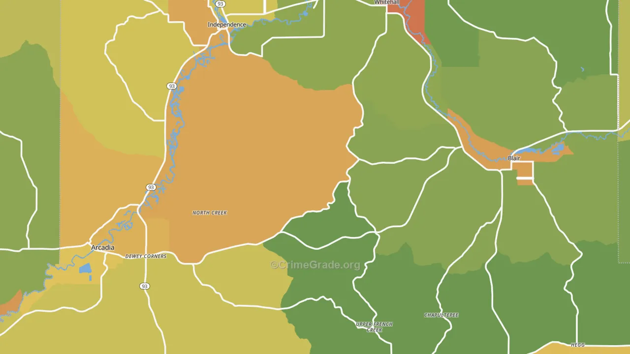 Trempealeau County, WI Map of Burglary Rates