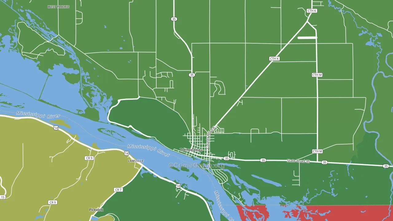 Trempealeau, WI Map of Burglary Rates