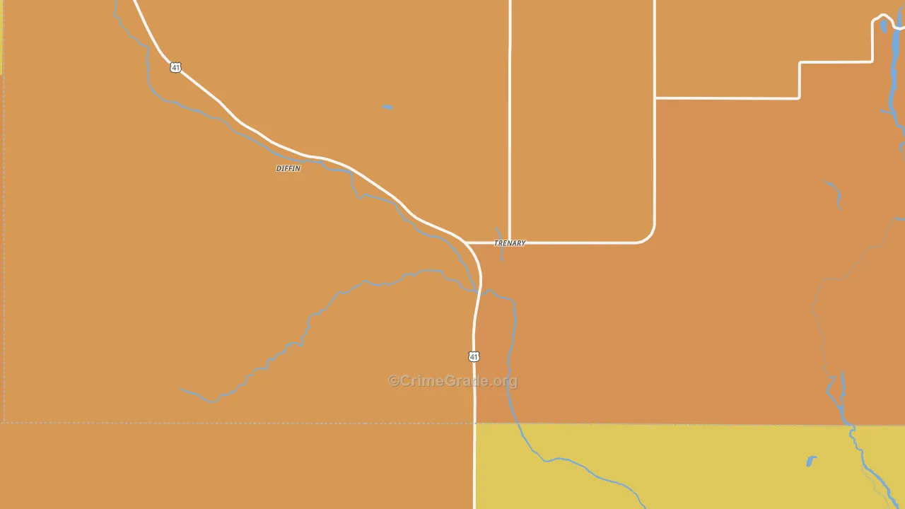 Trenary, MI Map of Burglary Rates