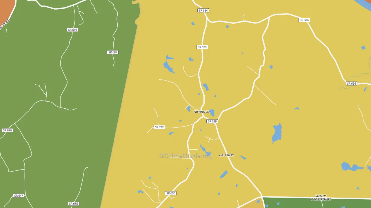 Trenholm, VA Map of Burglary Rates